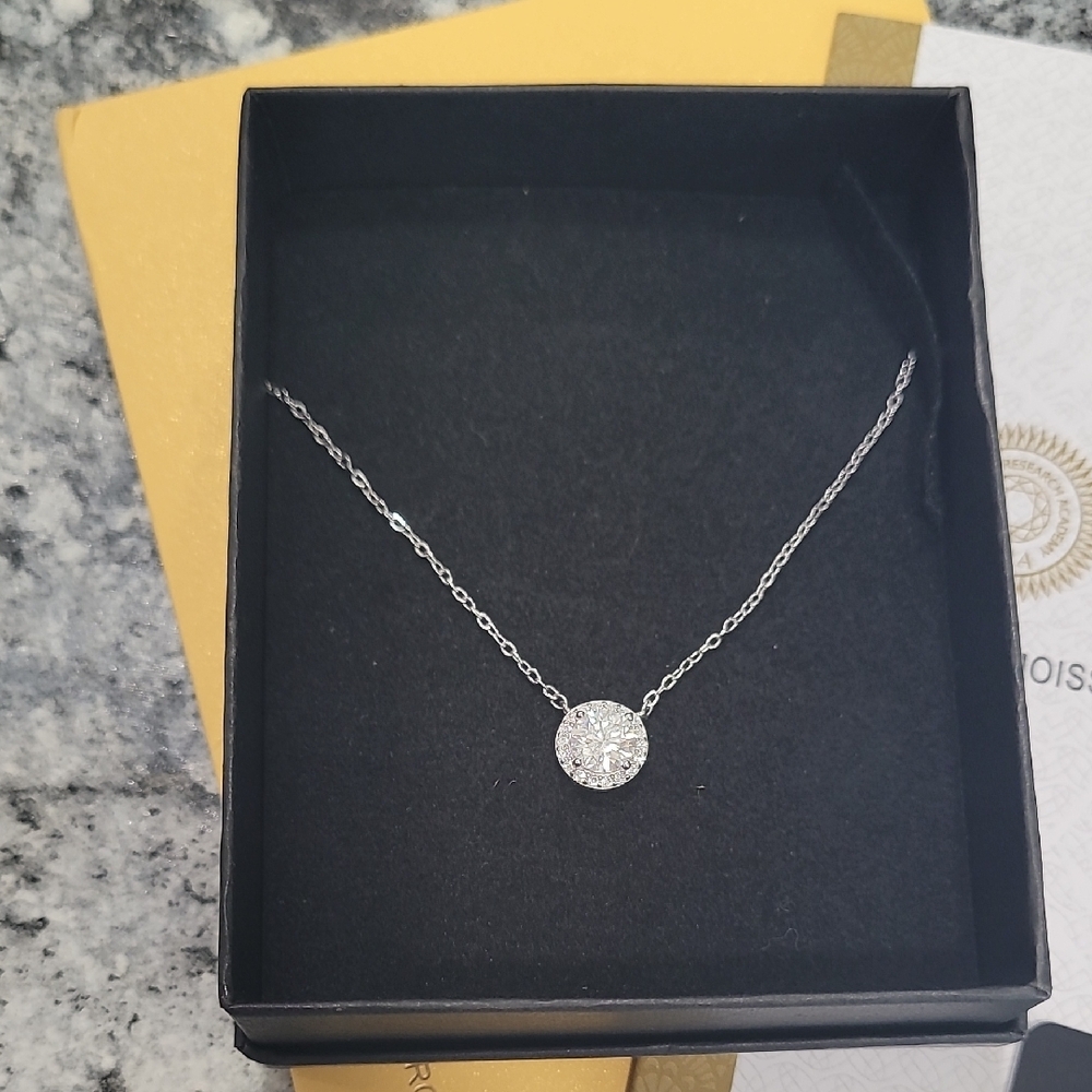 .925 Silver Necklace with Moissanite Pendant - Picture 2 of 3